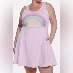 HOT TOPIC Sweet Society Pink Pastel Rainbow Tank Mini Dress w/Pockets Size 2X